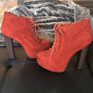 Charlotte Russe Suede Platform Lace-Up Booties S6
